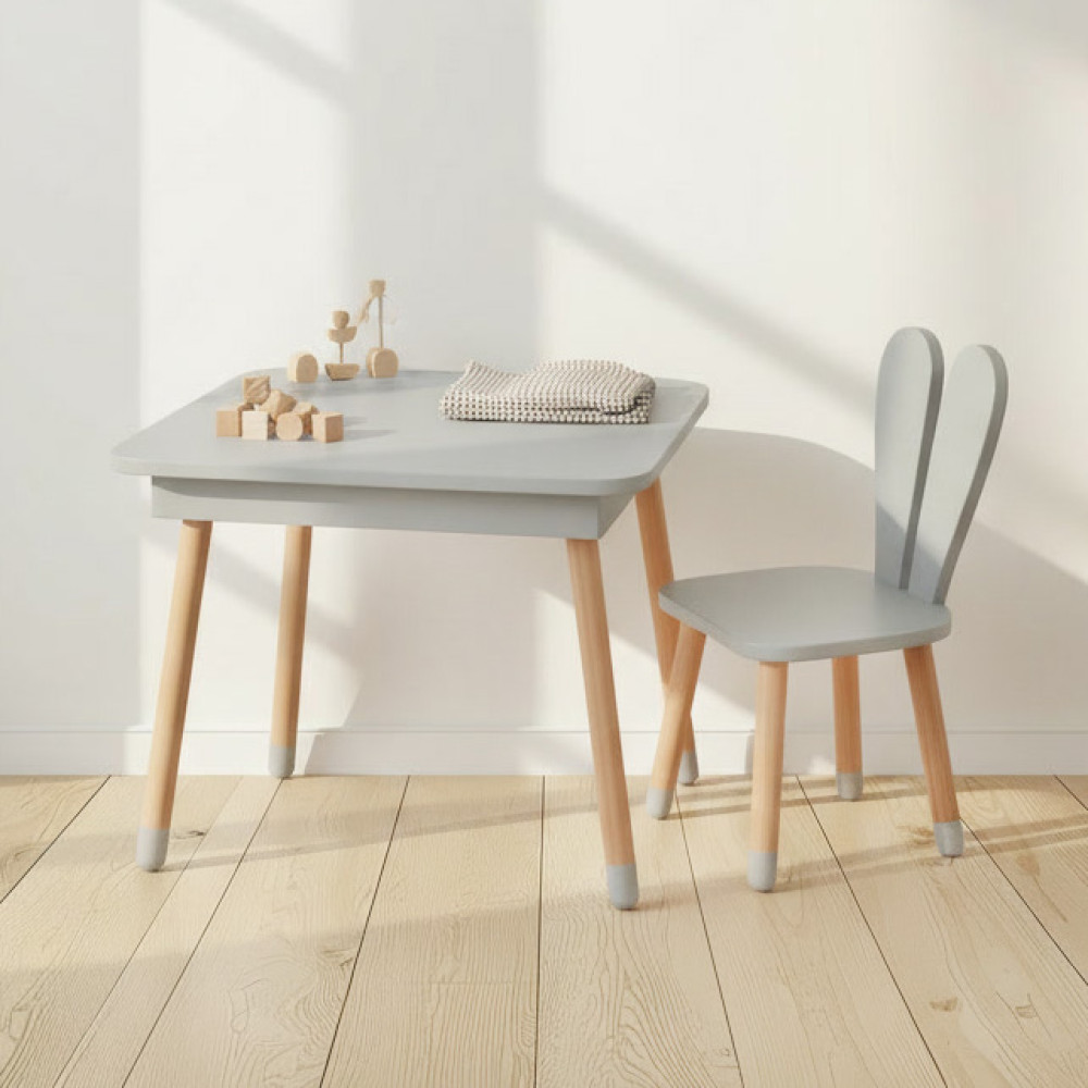 Комплект ARINWOOD Зайчик Table з ящиком Сірий Однотонний - 0