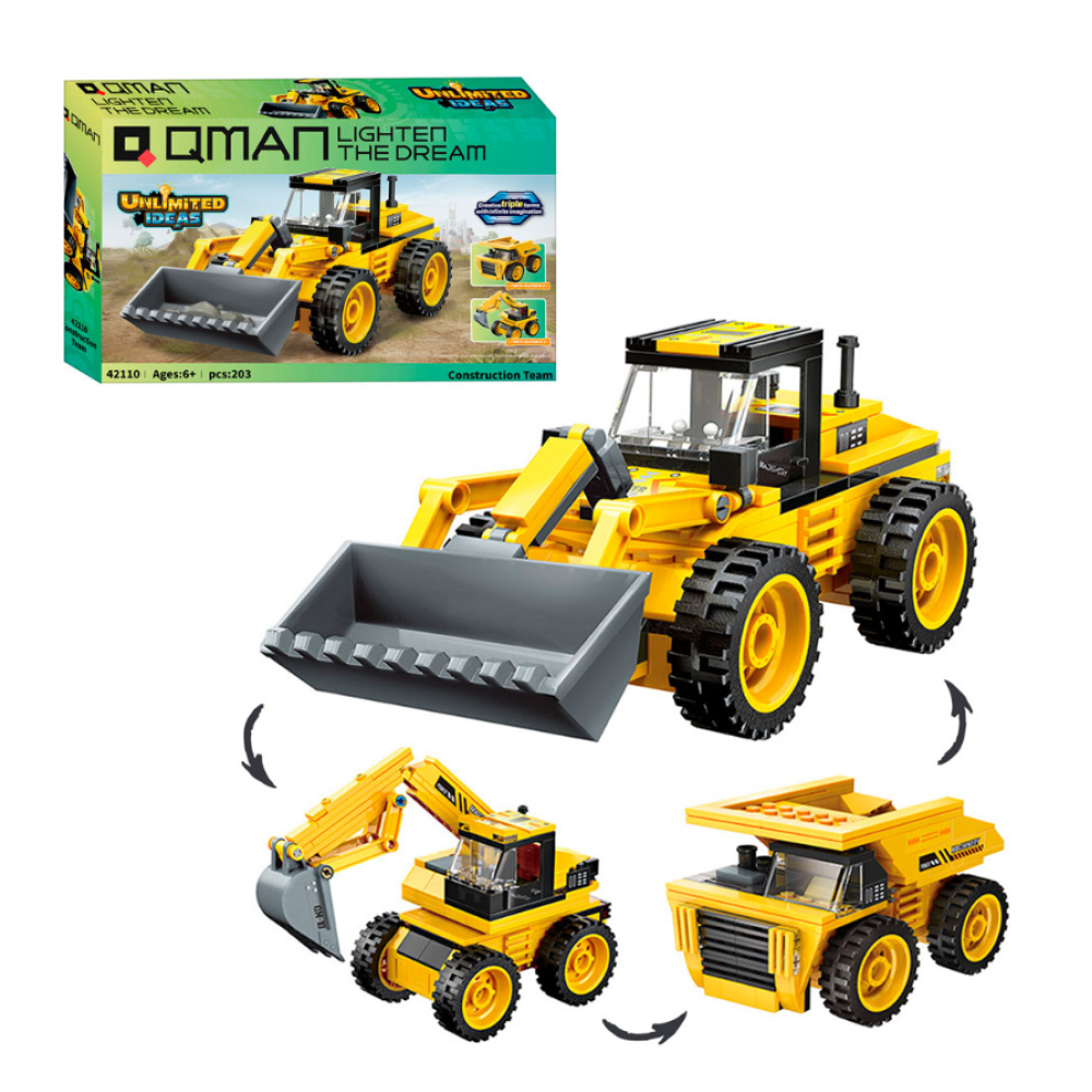 Конструктор Qman 42110 (32шт) будтехніка, 3в1,203дет, в кор-ку, 31,5-19-5см