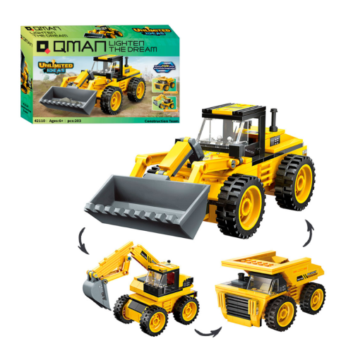 Конструктор Qman 42110 (32шт) будтехніка, 3в1,203дет, в кор-ку, 31,5-19-5см