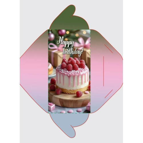 Конверт "Happy birthday" торт малина 16639