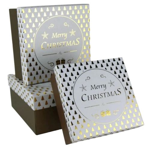 Новорічна коробка "Merry Christmas" золота (20х20х9,5 см) 7006-0083