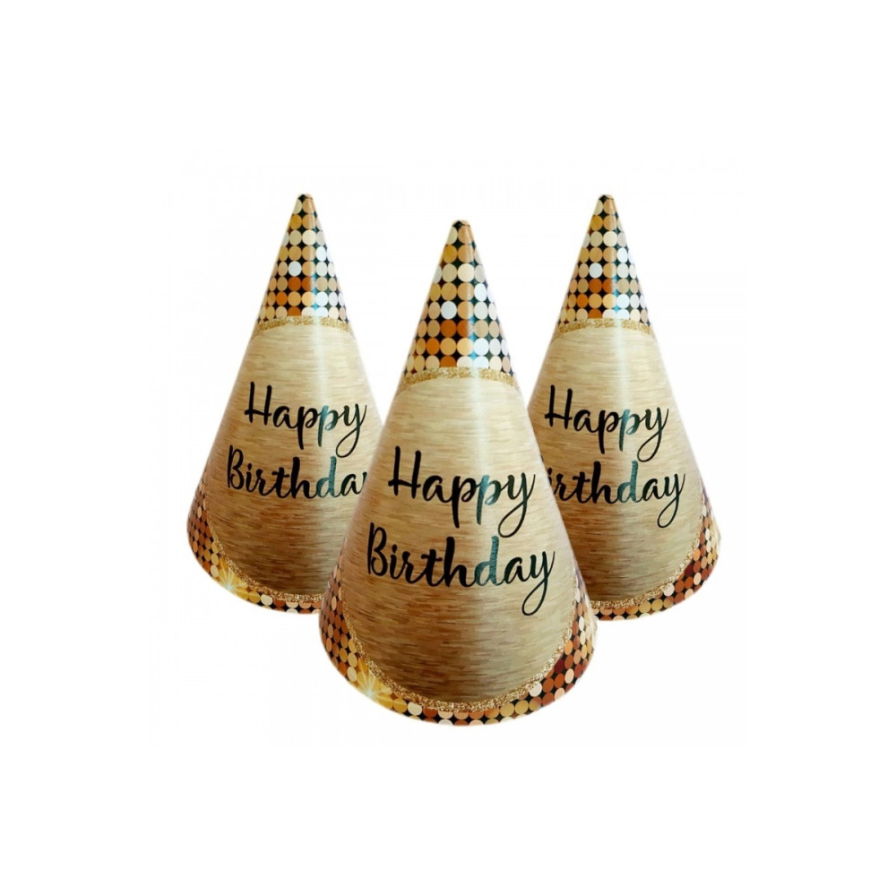 Ковпак 16 см «Happy birthday» паєтки(10)