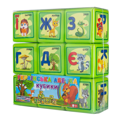 Кубики "Абетка" (85 мм, 9 деталей), пак. пвх