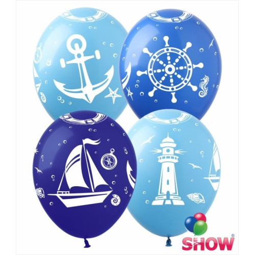Кулька латексна 12" Морський (синій+блакитний) (100) (5 ст) DM-12