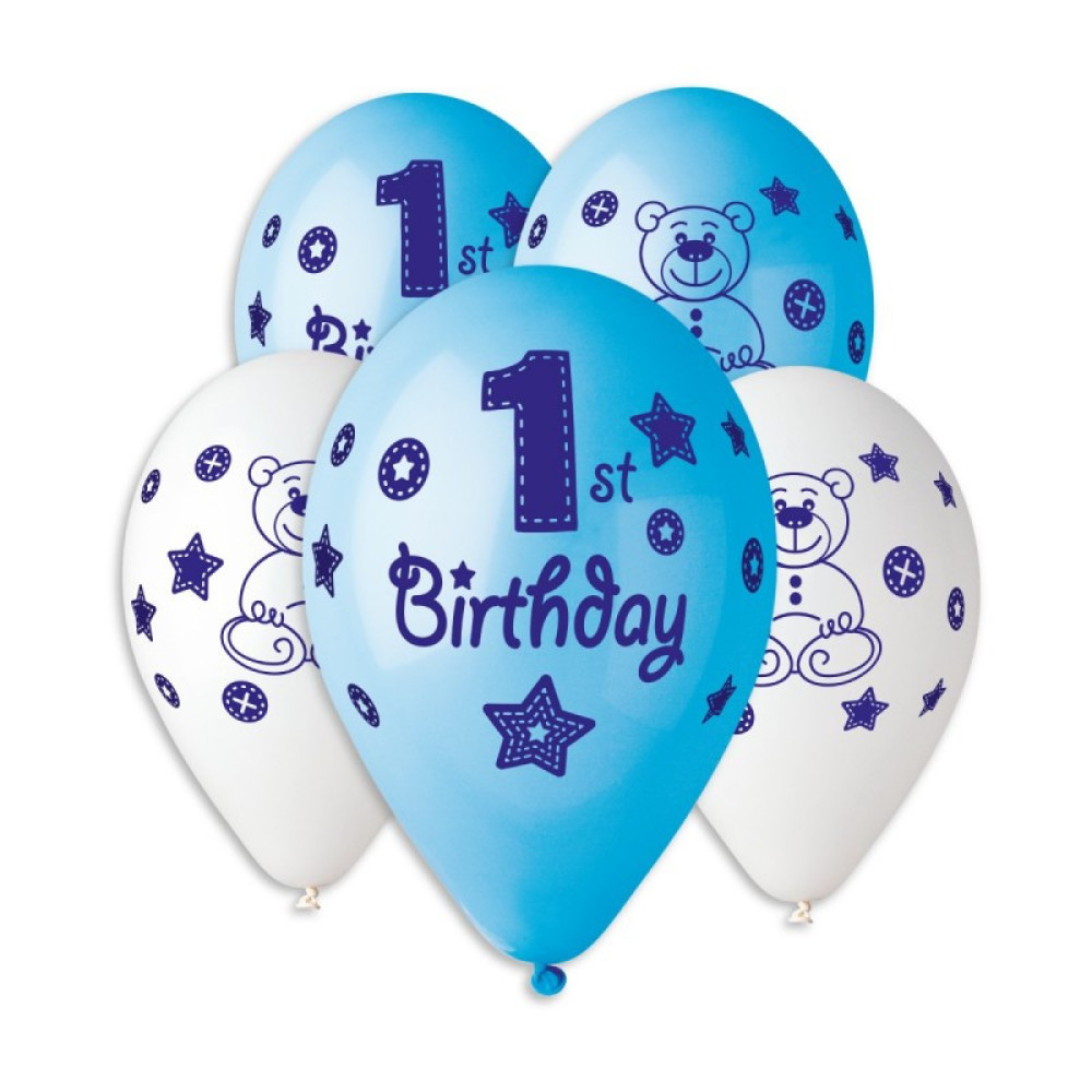 Кульки пастель, 12", Happy 1-st Birthday boy