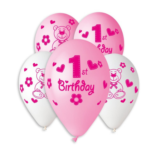 Кульки пастель, 12", Happy 1st Birthday girl