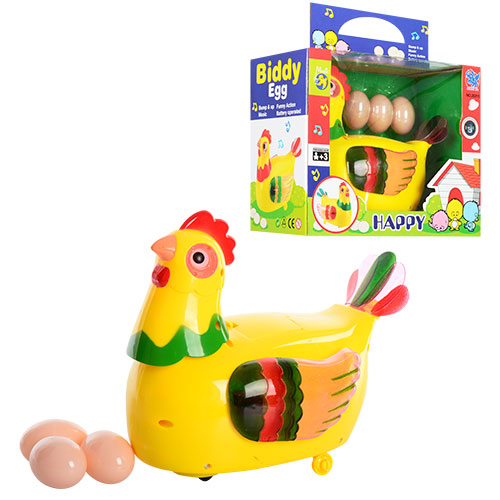 Курка (36шт) несе яйця, муз, на бат-ці, в кор-ці, 23-18-12см