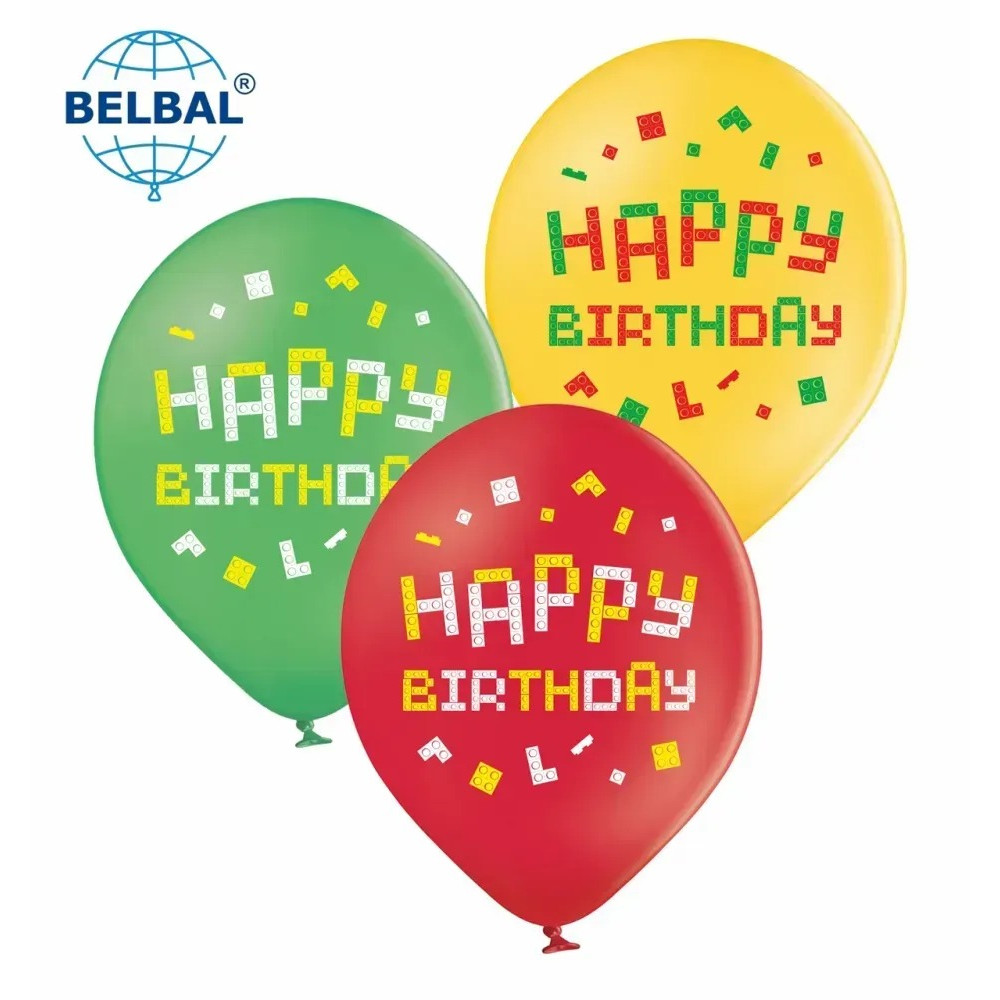 Латексні кульки Belbal Лего Lego "Happy birthday" 30 см 12"