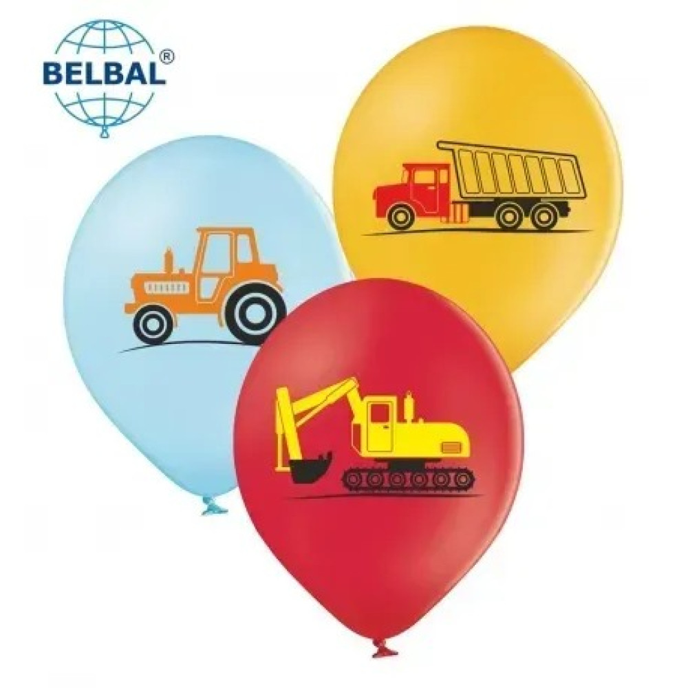 Латексні кульки Belbal Машинки, блакитний, червоний, охра 30
