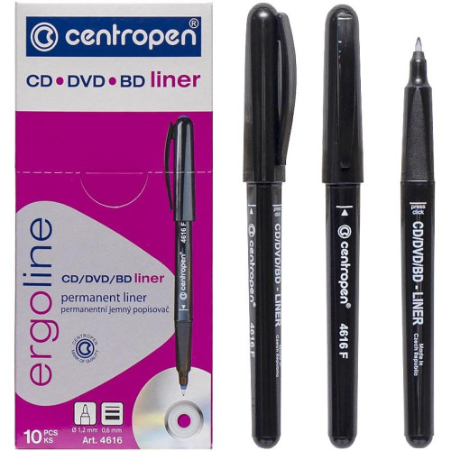 Лінер перманентний для CD/DVD/BD чорний CENTROPEN