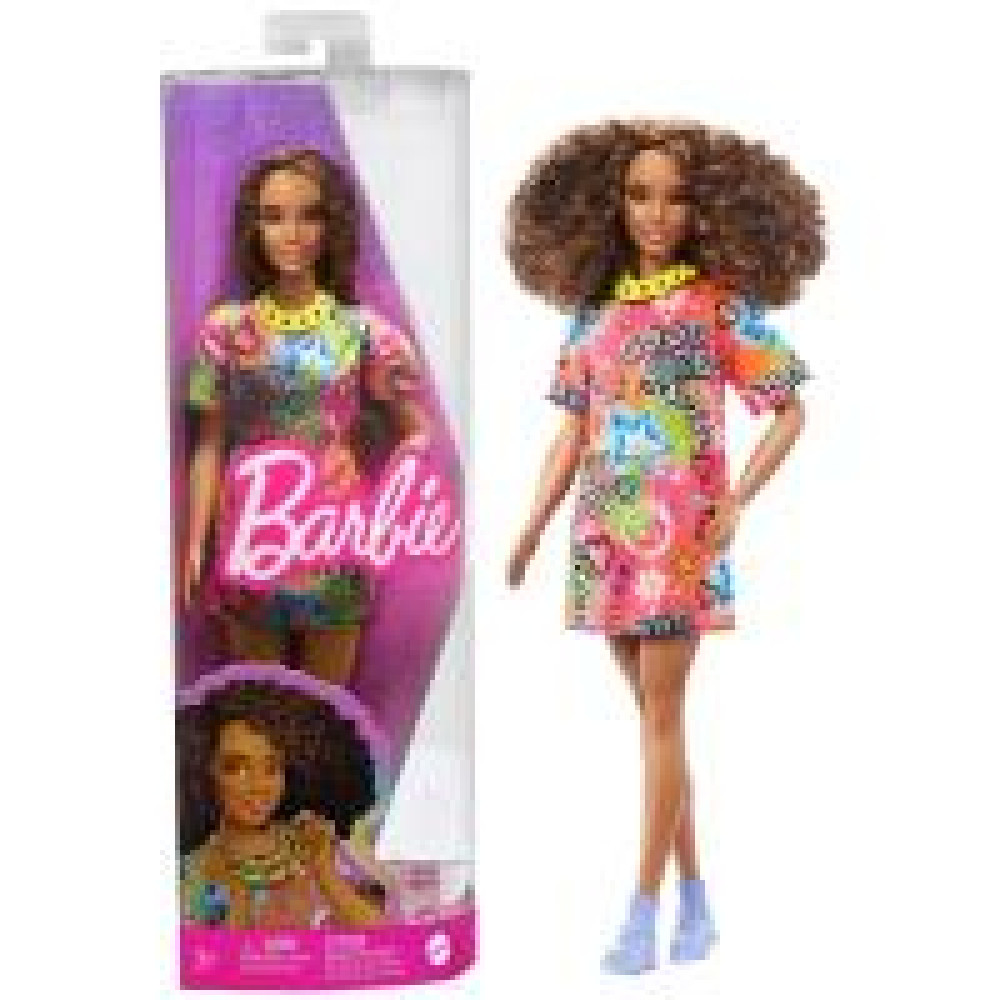 Лялька Barbie "Модниця" в яскравій сукні-футболці HPF77 WB6 - 1