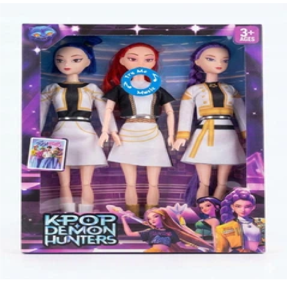 Лялька в коробці срібна  Kpop Demon Hunters 3ШТ V-POP-2