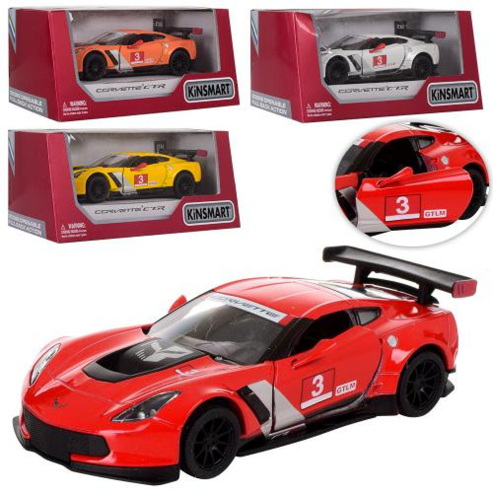 Машинка KT 5397 W (24шт) метал, інер-я, Corvette C7.R Race Car, 12см, відкрив. двері, 4кольор, в кор-ці,16-8-7,5см
