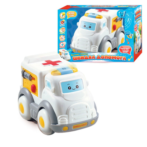 Машинка музична 65747 "WToys", Українське озвучування, "Швидка допомога", світло, мелодії, пісні, інерція, в коробці