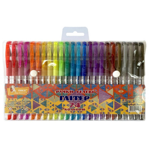 Набір ручок гель, прогум грип, 24 кол, Glitter, ГР49, УМКА