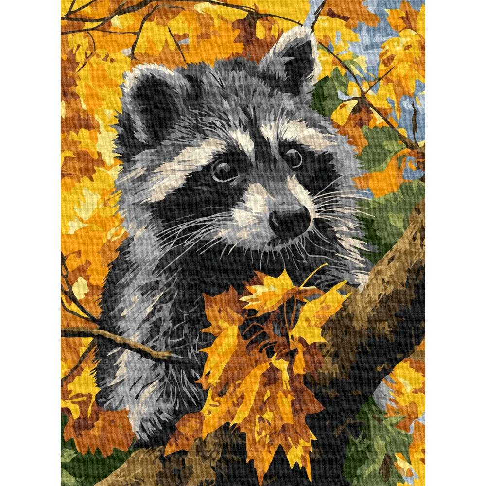 Набір для розпису по номерах "Осінь та єнот" 30х40см KHO6973