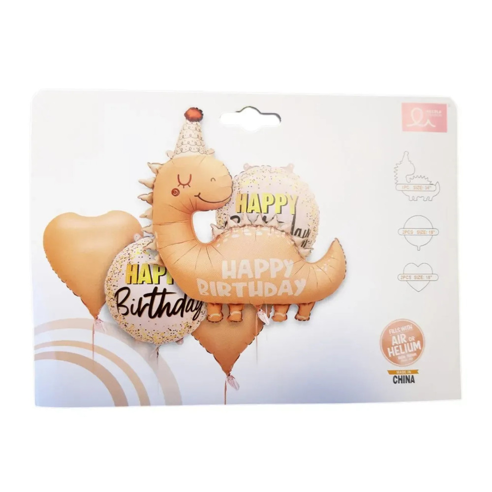 Набір фольгованих Куль (Китай) Дино Happy birthday