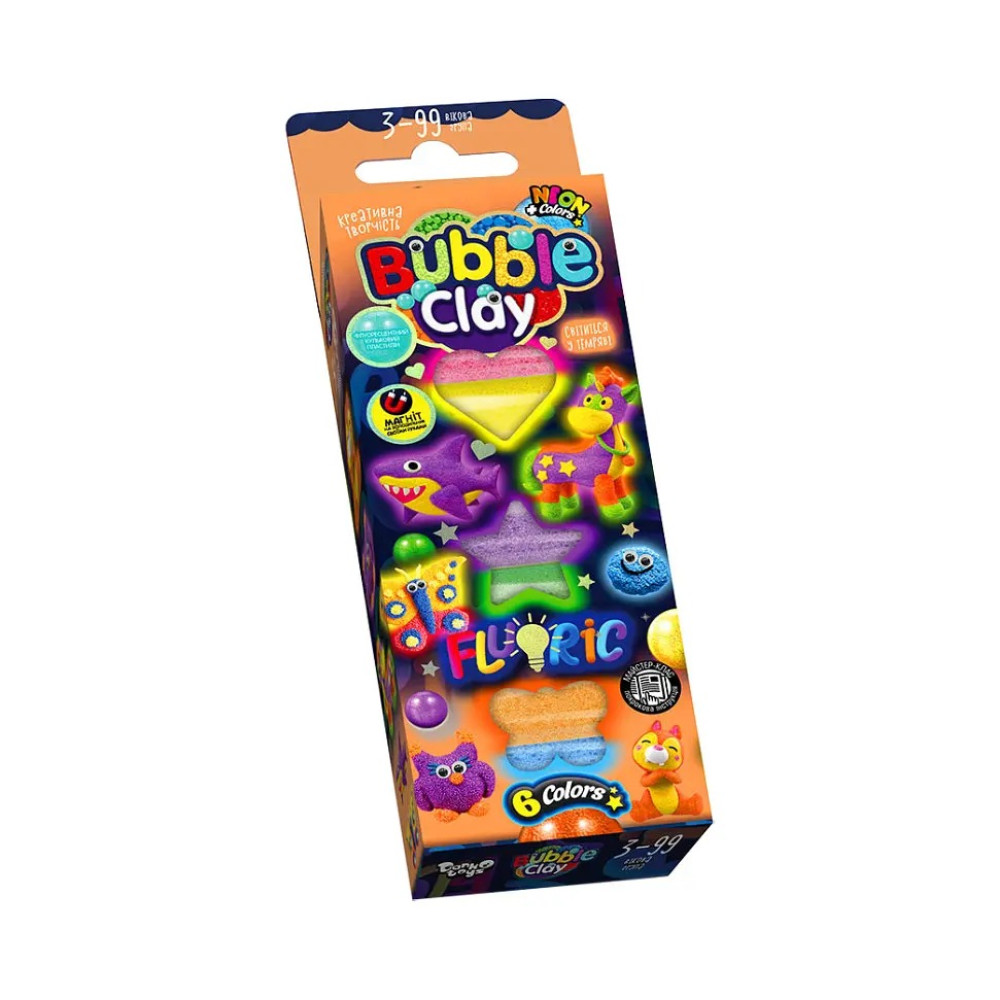 Набір креативної творчоті "BUBBLE CLAY FLUORIC" 6 кольорів