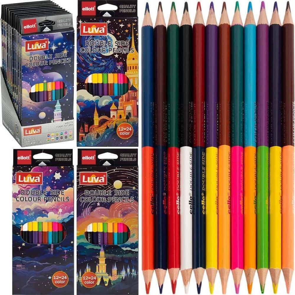 Олівці двосторонні 12шт/24 кольори Luva Ellott  6003-24