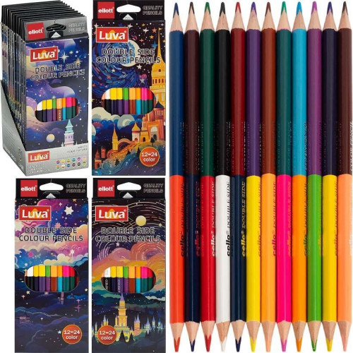 Олівці двосторонні 12шт/24 кольори Luva Ellott  6003-24