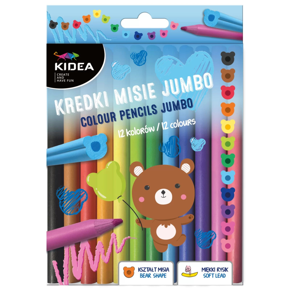 Олівці Kidea Jumbo Ведмедик 12 кольорів KMJ12KKA