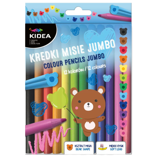 Олівці Kidea Jumbo Ведмедик 12 кольорів KMJ12KKA
