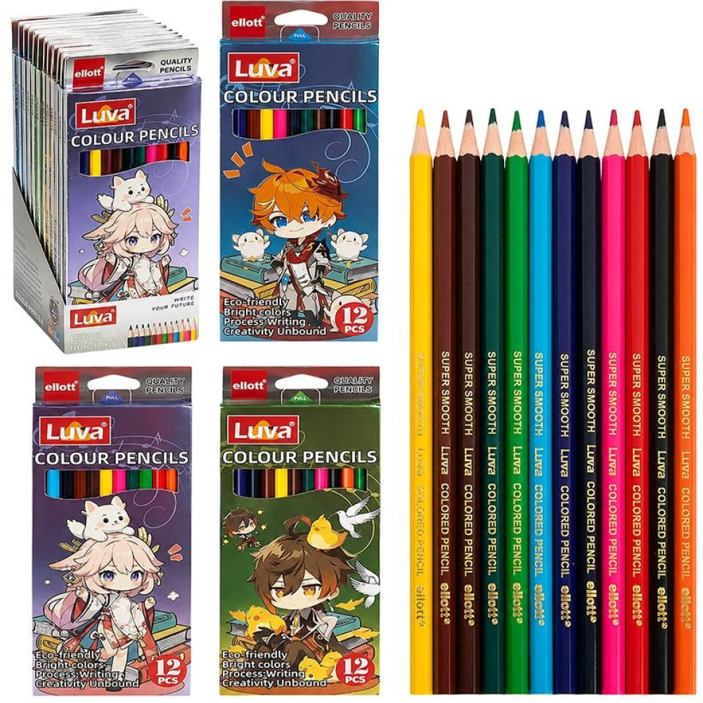Олівці кольорові 12 кольорів Luva Ellott CQ3002-12 (121944)