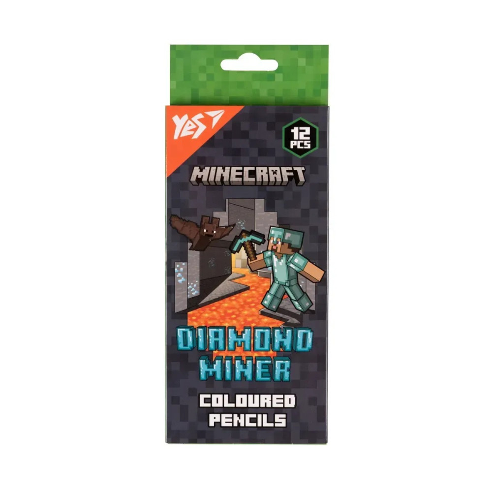 Олівці кольорові Yes 12 кол. "Minecraft. Diamond Miner" 2907