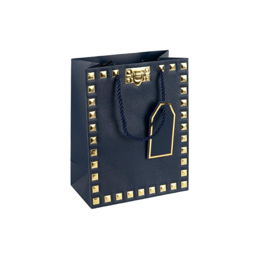 Пакет подарунковий 18х23х10 см із тисненням фольгою DARK BLUE HL-1925 (124845)