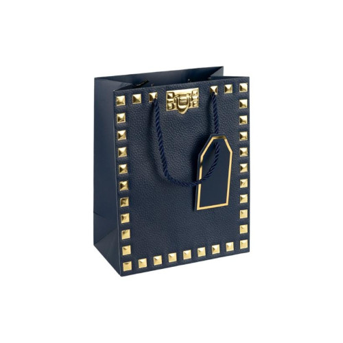 Пакет подарунковий 18х23х10 см із тисненням фольгою DARK BLUE HL-1925 (124845)