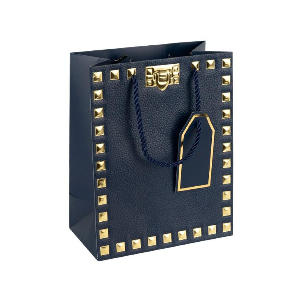 Пакет подарунковий 26х32х12 см із тисненням фольгою DARK BLUE HL-1926 (124846)