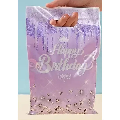 Пакет подарунковий дитячий Happy birthday діамант ліловий