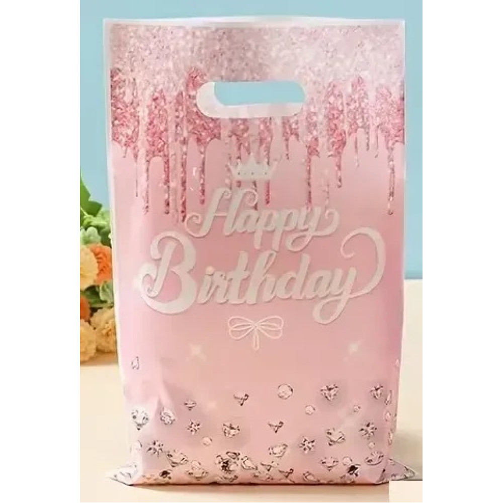 Пакет подарунковий дитячий Happy birthday діамант рожевий
