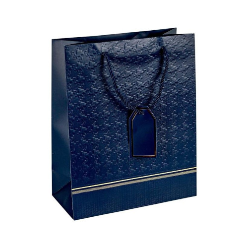 Пакет подарунковий 31х42х12 см із тисненням DARK BLUE