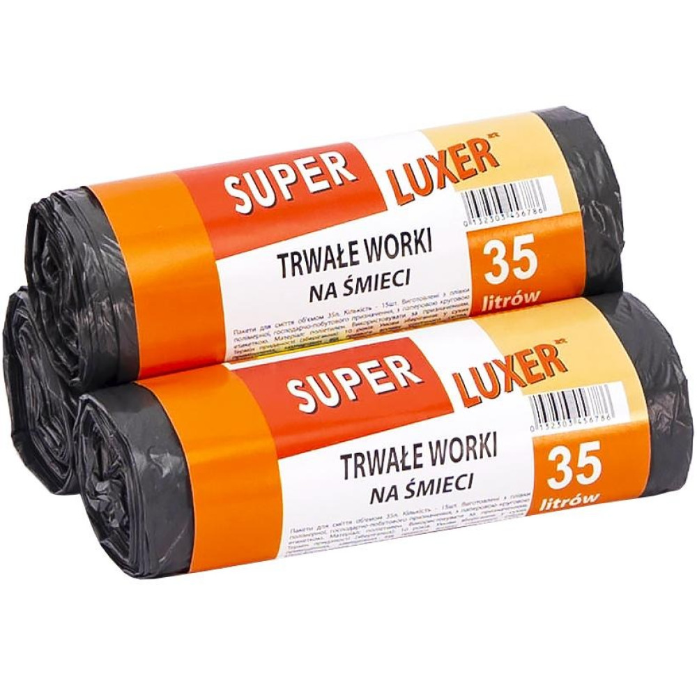 Пакети для сміття 50x60 см 35л 15штук Super Luxs/Кузя Servic