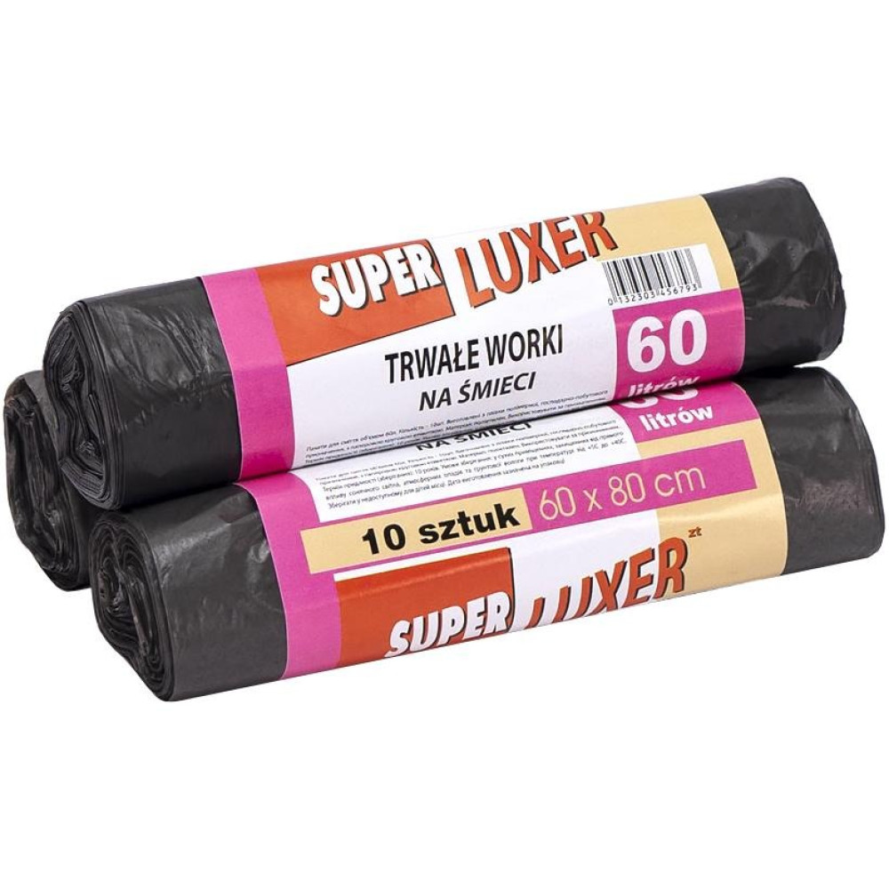 Пакети для сміття 60x80 см 60л 10штук Super Luxs/Кузя Servic