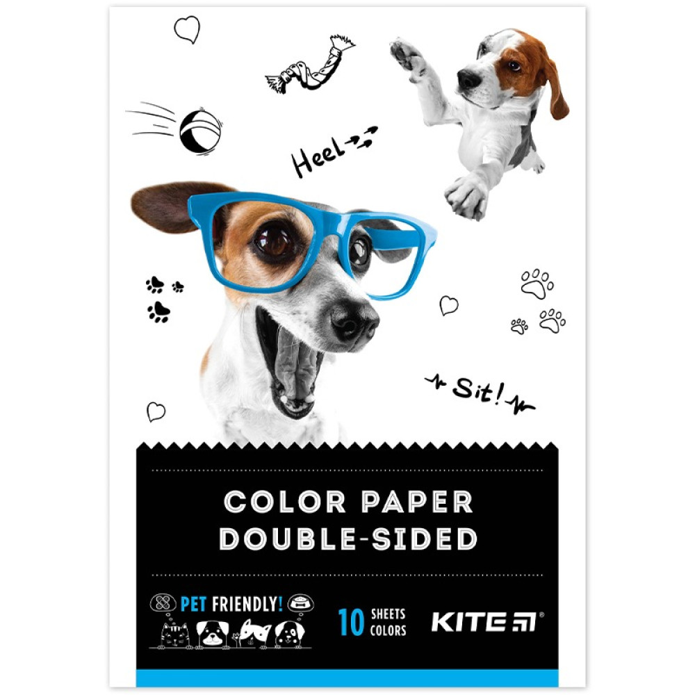 Папір кольоровий двосторонній (10арк/10кол), А5 Kite Dogs