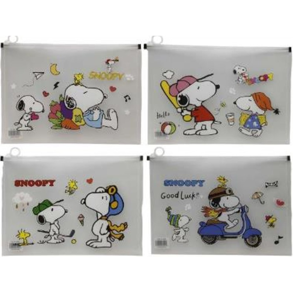 Папка для зошитів А4+ на змійці "Snoopy" 33*24,5см 20мкр,4в.