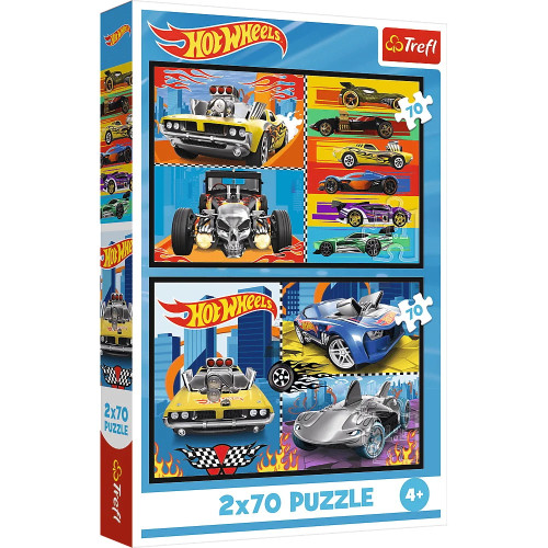 Пазли "2x70" Hot Wheels Іграшкові машинки Trefl
