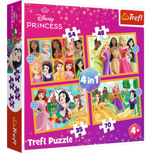 Пазли "4in1 (35, 48, 54, 70)" Princess Казкові історії Trefl