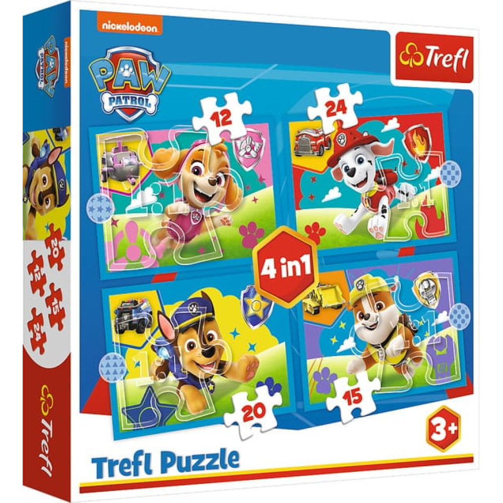 Пазли "4in1 (12, 15, 20, 24) Paw Patrol Запуск цуценят Trefl