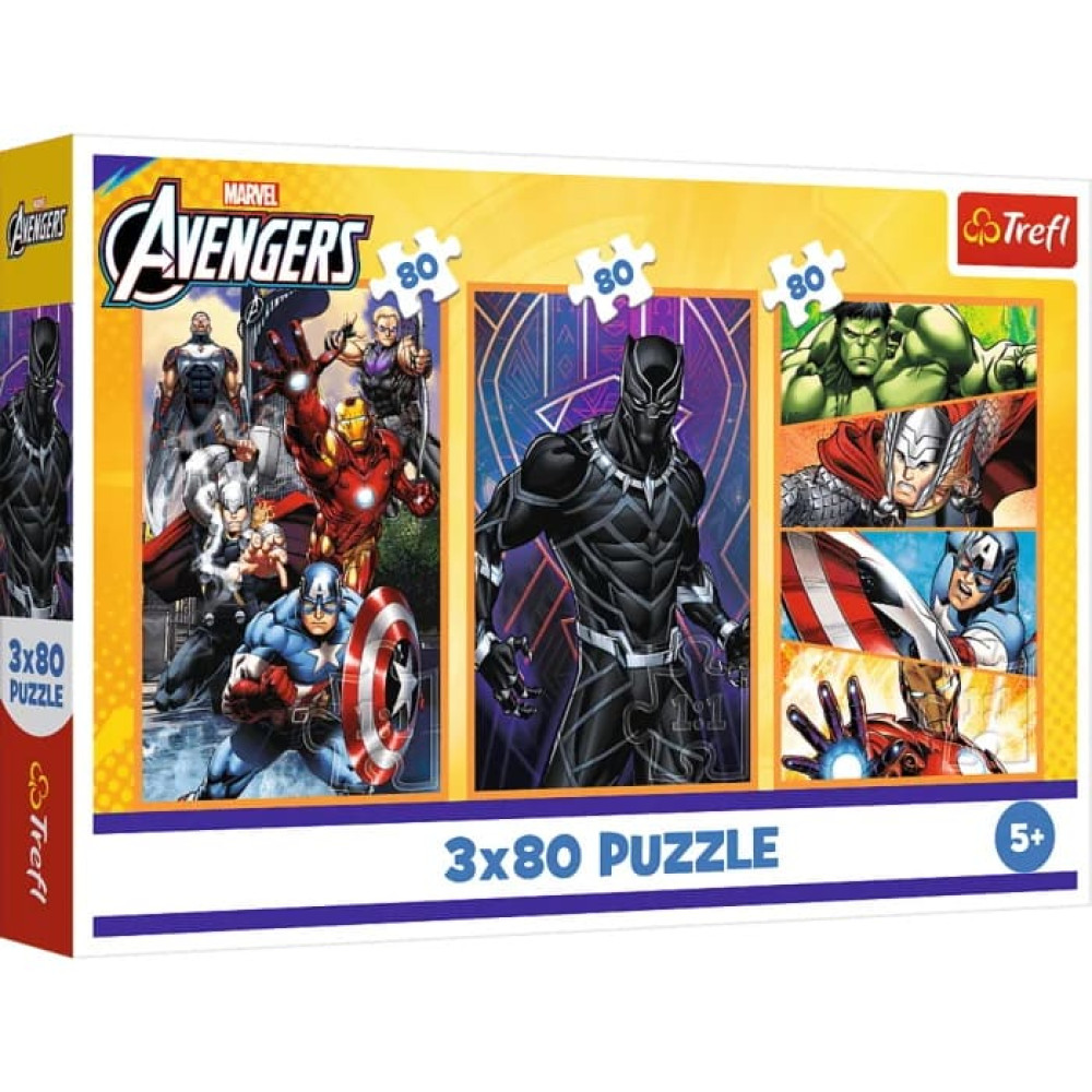 Пазли "3x80" The Avengers Дні наповнені діями Trefl