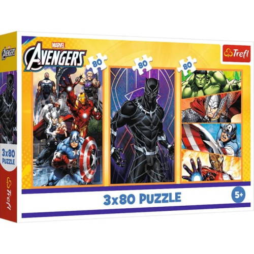 Пазли "3x80" The Avengers Дні наповнені діями Trefl