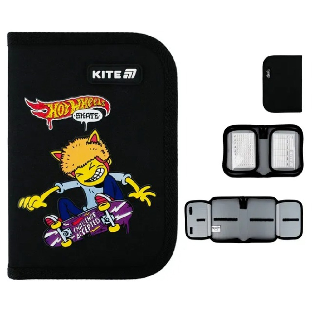 Пенал Kite Hot Wheels Skate 1 відділення 2 відвороти без нап
