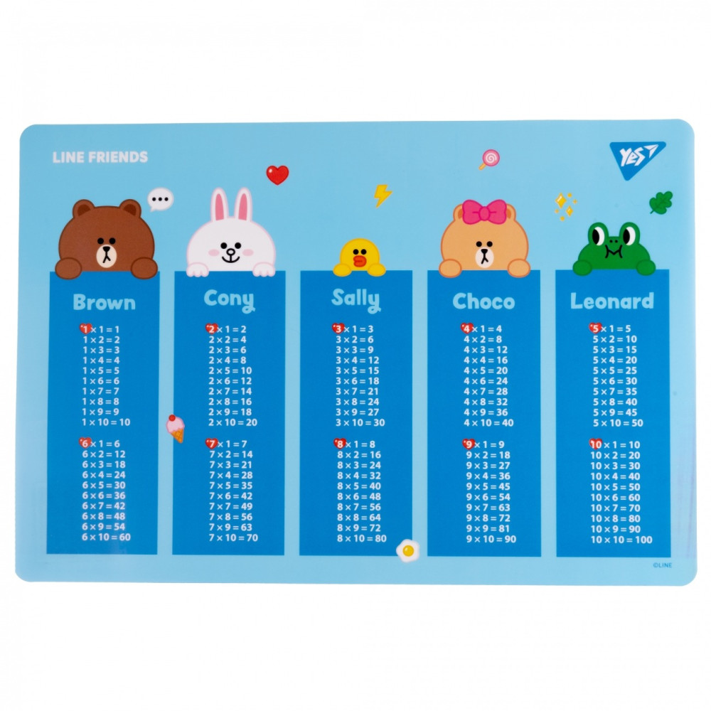 Підкладка для столу  YES табл. множ. "Line Friends"