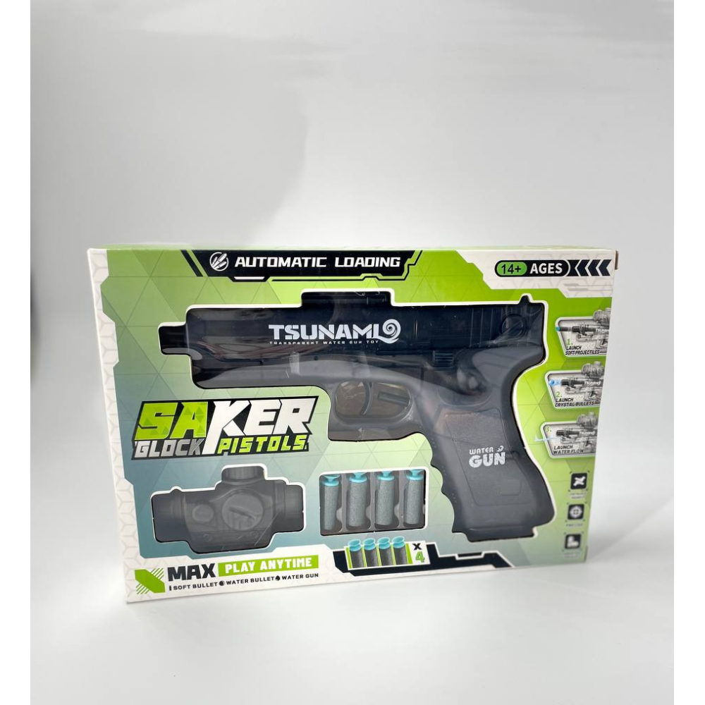 Пістолет 3 в 1 Saker Glock Pistols: Soft Bullet, Crystal Bul