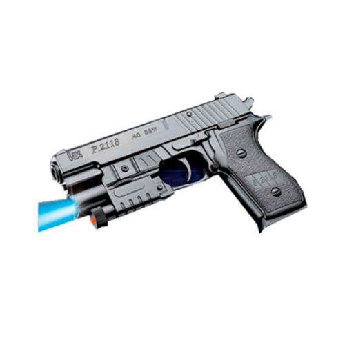 Пістолет K2118-G+ (72шт) 18см, пластикові кулі, лазер, світло, на бат(табл), у пакеті, 16-22-3см