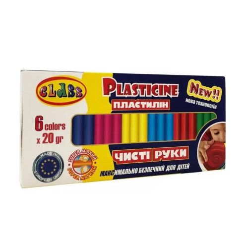 Пластилін CLASS Чисті руки MAXI ECO 6 кольорів 20 г - 88