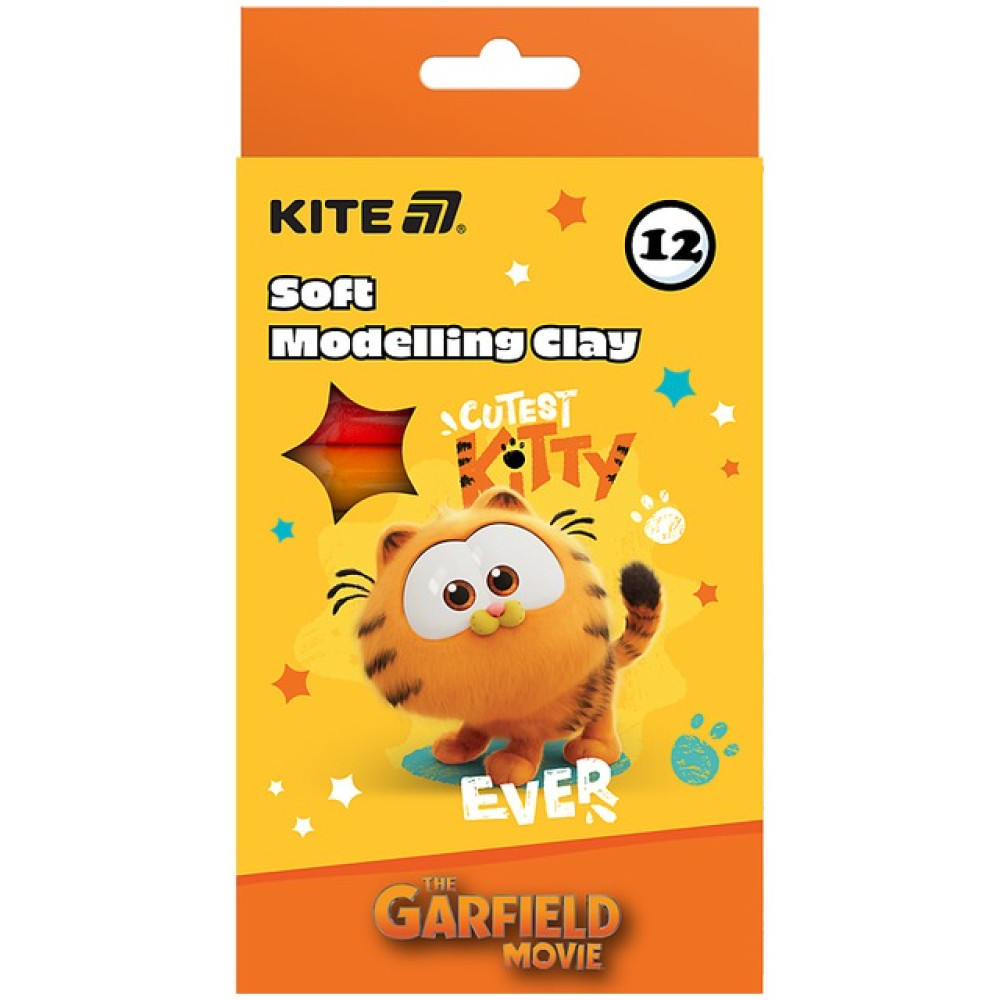 Пластилін Kite Garfield 12 кольорів 200 г (GF25-086)