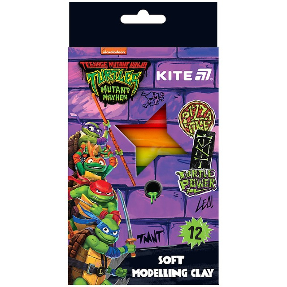 Пластилін Kite Turtles 12 кольорів 200 г (NT25-086)